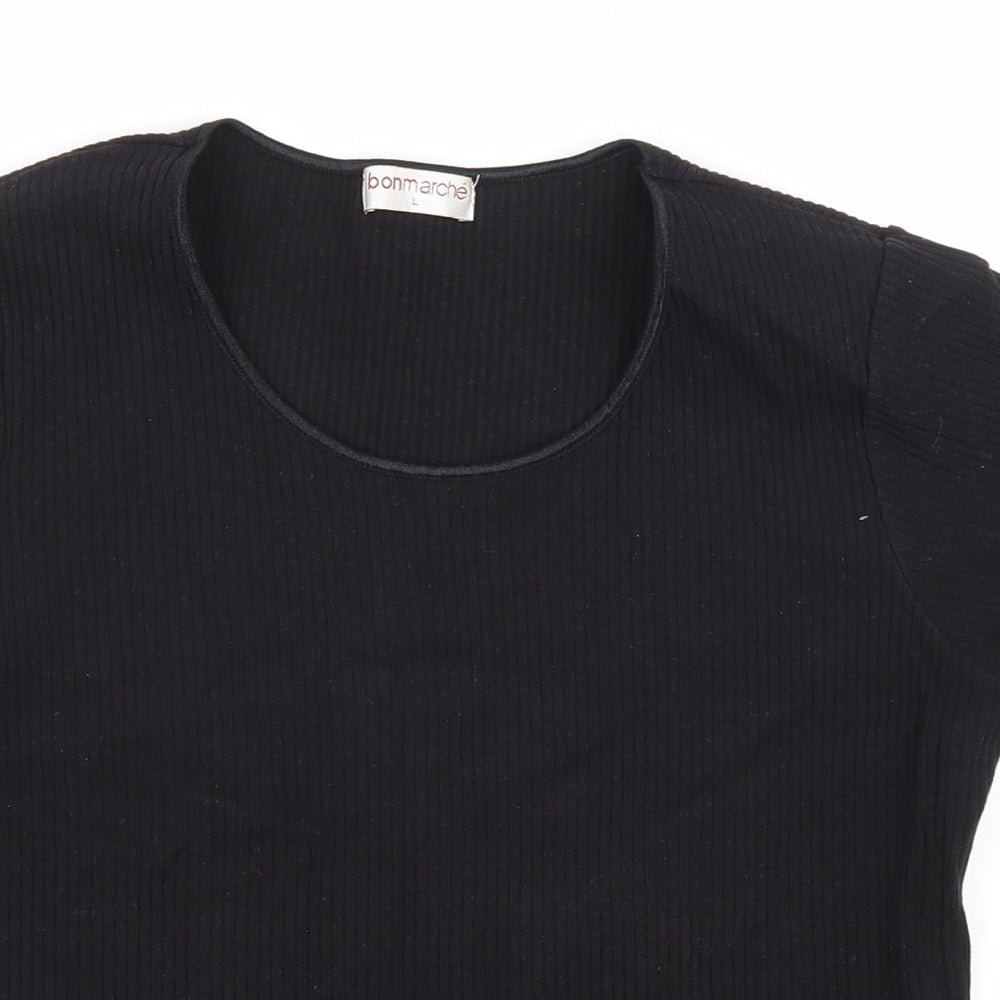 Womens UK Size L Bonmarché Black Basic T-Shirt