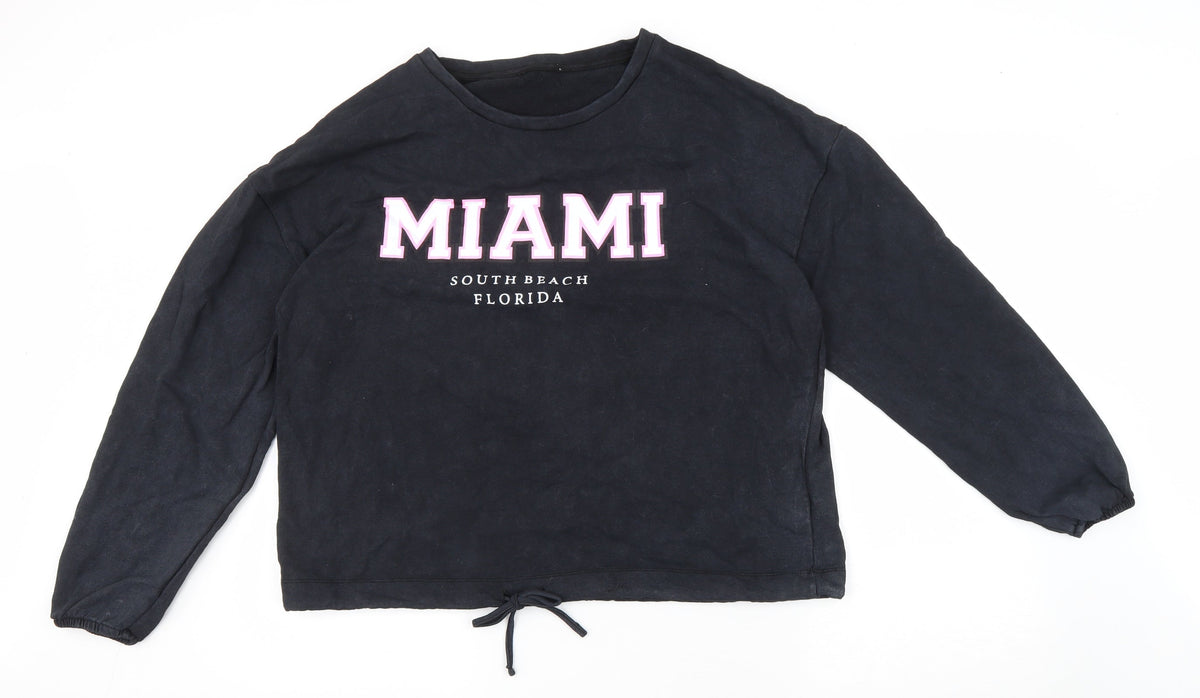 PEP & CO Womens Black Cotton Pullover Sweatshirt Size L Pullover - Miami