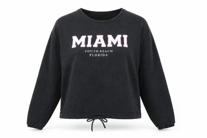 PEP & CO Womens Black Cotton Pullover Sweatshirt Size L Pullover - Miami