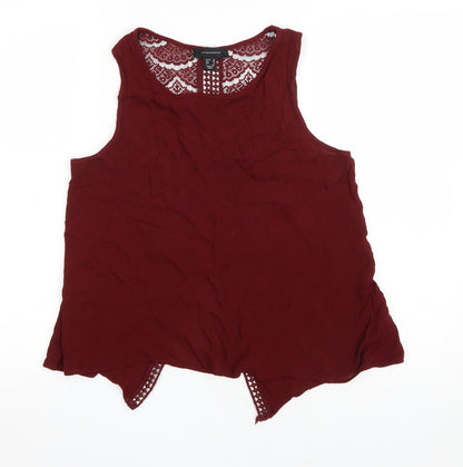 12 Womens Red Geometric Viscose Basic Tank Size 12 Scoop Neck - Lace back