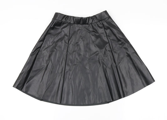 ASOS Womens Black Polyurethane Skater Skirt Size 6 - Elasticated waist