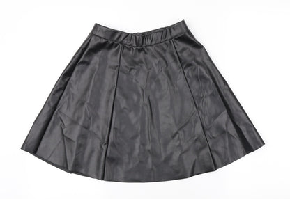 ASOS Womens Black Polyurethane Skater Skirt Size 6 - Elasticated waist