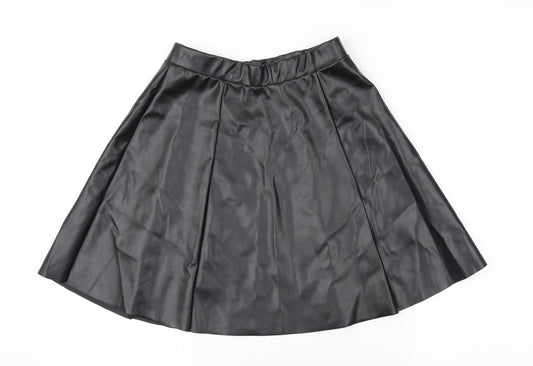 ASOS Womens Black Polyurethane Skater Skirt Size 6 - Elasticated waist