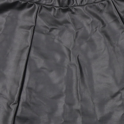 ASOS Womens Black Polyurethane Skater Skirt Size 6 - Elasticated waist