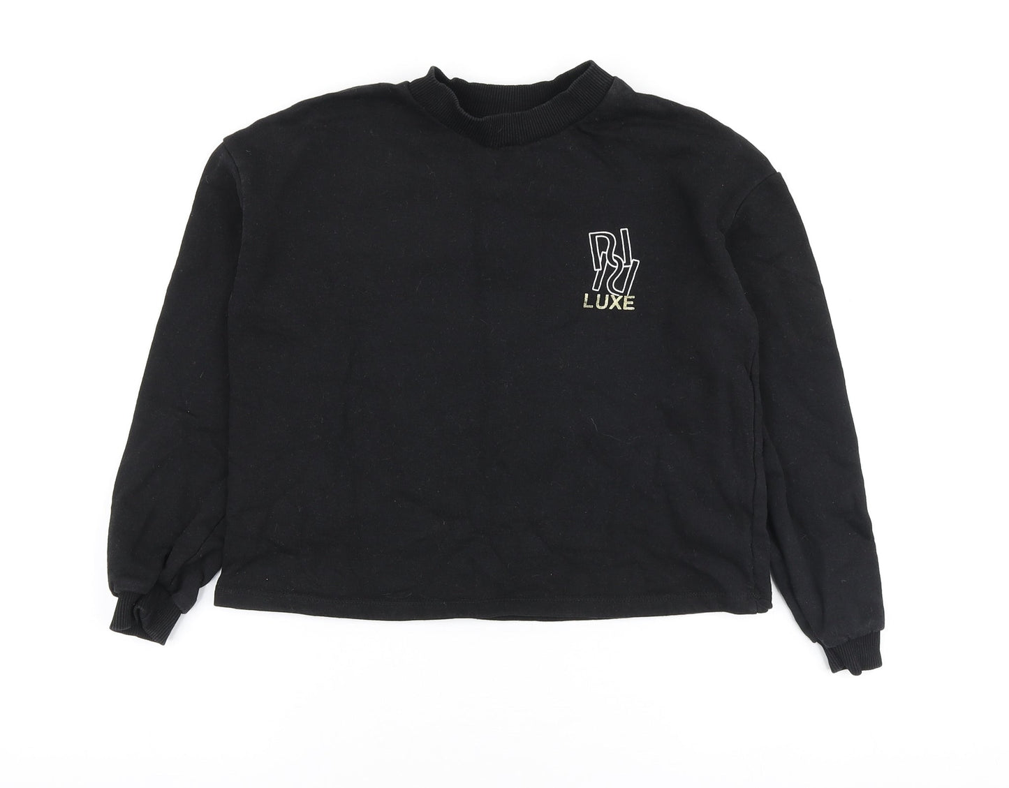 River Island Girls Black Polyester Pullover Sweatshirt Size 9-10 Years