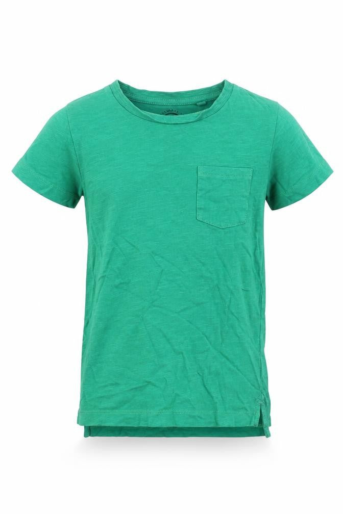 NEXT Boys Green Cotton Basic T-Shirt Size 4 Years Round Neck Pullover - Pocket Detail