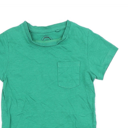 NEXT Boys Green Cotton Basic T-Shirt Size 4 Years Round Neck Pullover - Pocket Detail