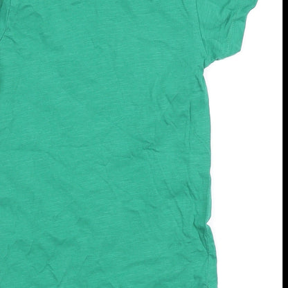 NEXT Boys Green Cotton Basic T-Shirt Size 4 Years Round Neck Pullover - Pocket Detail