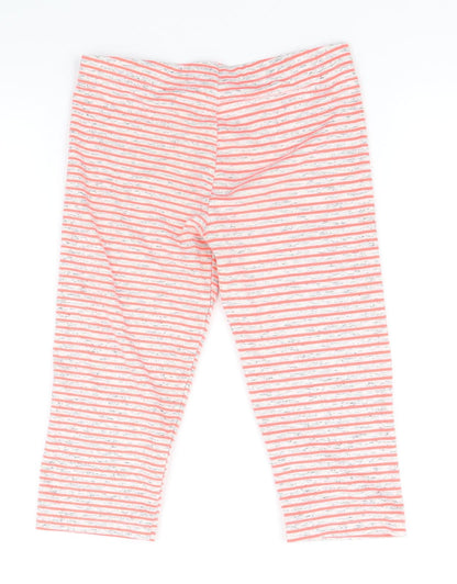 NEXT Girls Orange Striped Polyester Jegging Trousers Size 9 Months Regular