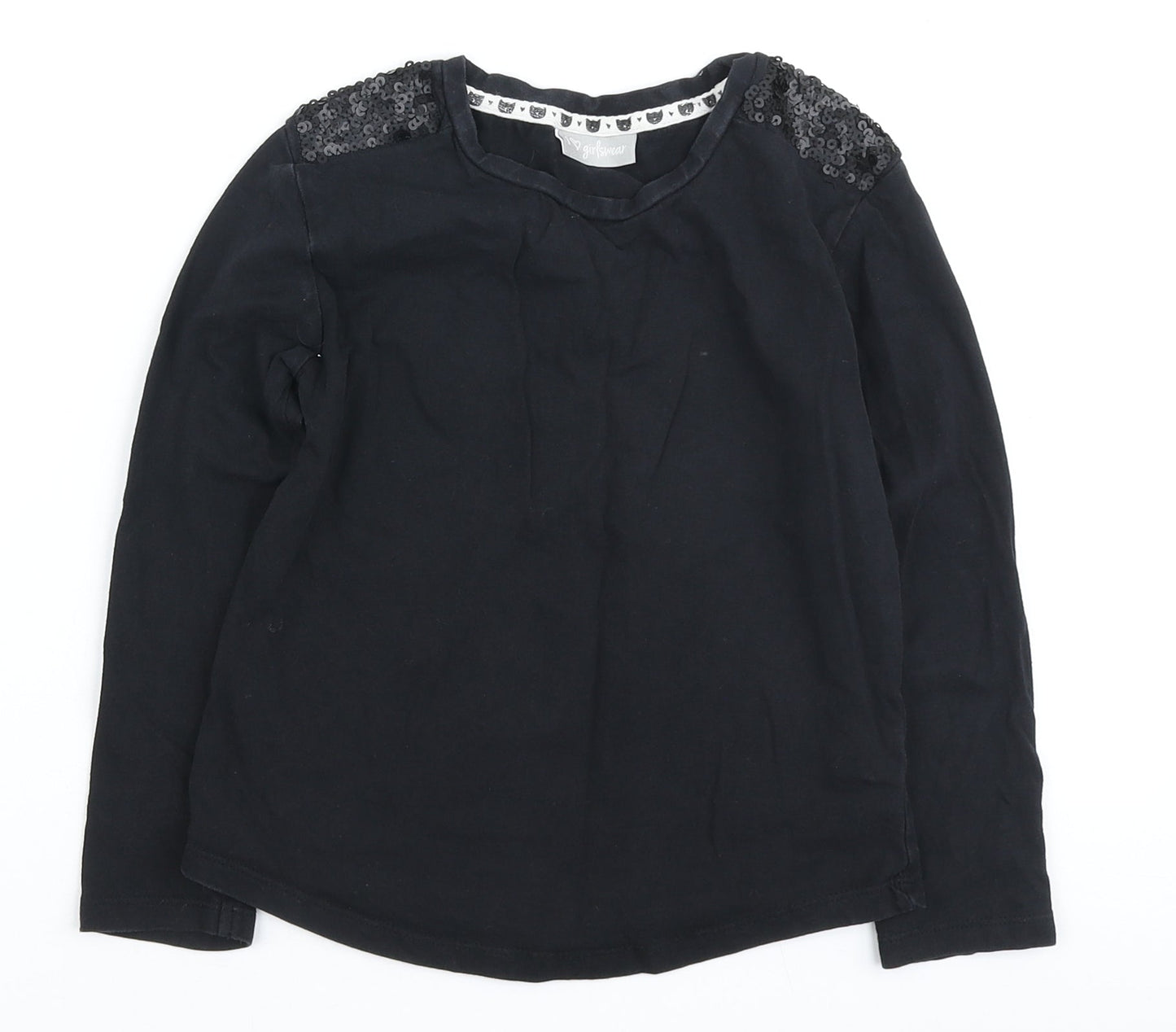 I love Girlswear Girls Black Cotton Basic Casual Size 8 Years Round Neck - Sequin detail
