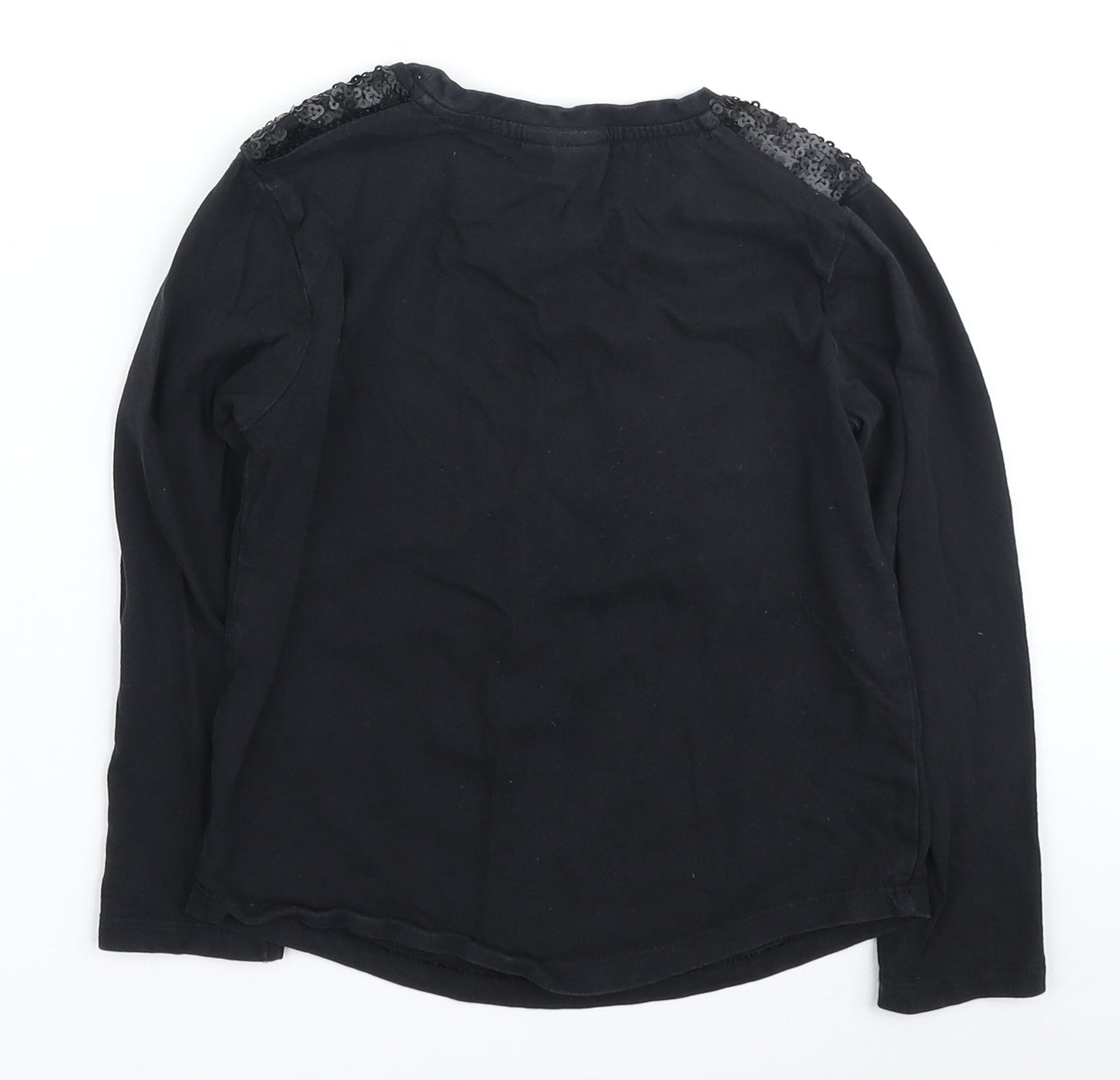 I love Girlswear Girls Black Cotton Basic Casual Size 8 Years Round Neck - Sequin detail