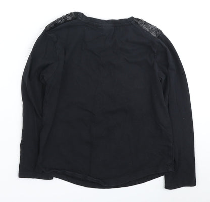 I love Girlswear Girls Black Cotton Basic Casual Size 8 Years Round Neck - Sequin detail
