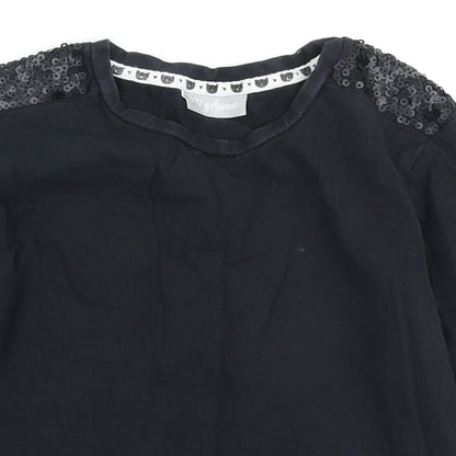 I love Girlswear Girls Black Cotton Basic Casual Size 8 Years Round Neck - Sequin detail