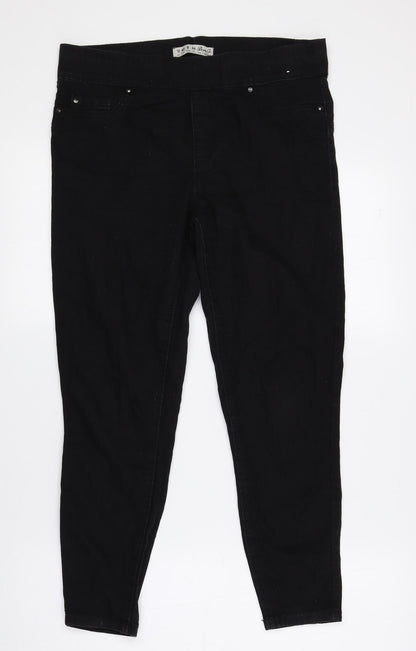 Denim & Co. Womens Black Cotton Capri Jeans Size 12 L23.5 in Regular