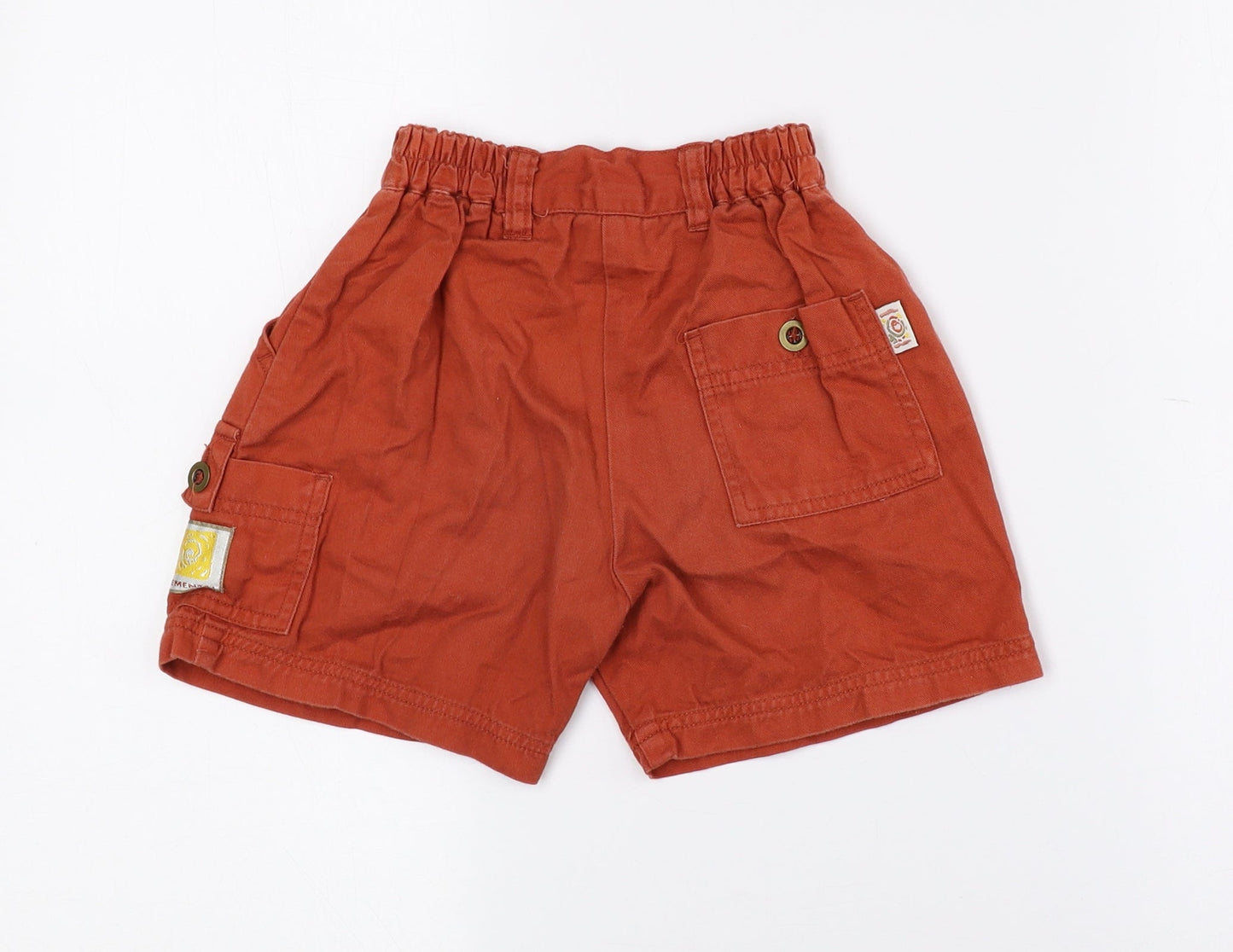 playdays Boys Orange 100% Cotton Cropped Trousers Size 18-24 Months Button - Logo print
