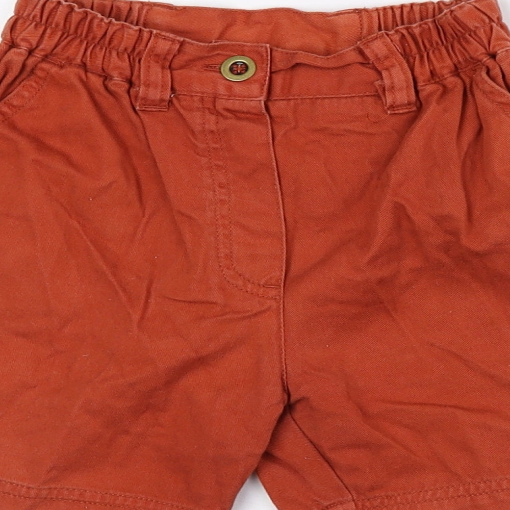 playdays Boys Orange 100% Cotton Cropped Trousers Size 18-24 Months Button - Logo print