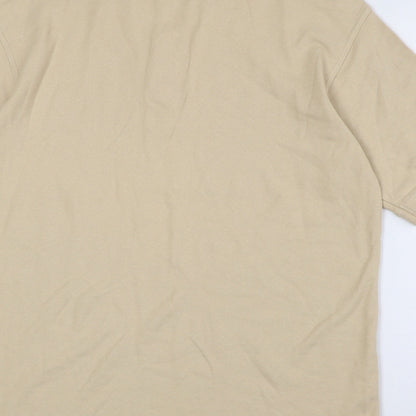 Marks and Spencer Mens Beige 100% Cotton Polo Size S Collared Button