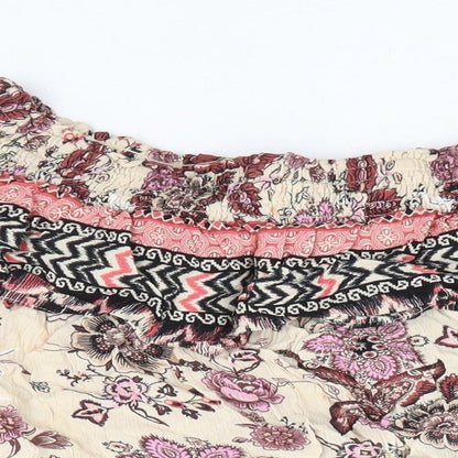 Womens UK Size 10 New Look Multicoloured Cropped Blouse