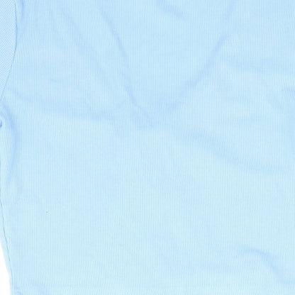 SheIn Womens Blue V-Neck Polyester Shrug Jumper Size XS - Ribbed Tie Front