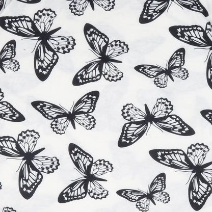 SheIn Womens White Geometric Cotton Basic T-Shirt Size XS Round Neck - Butterfly