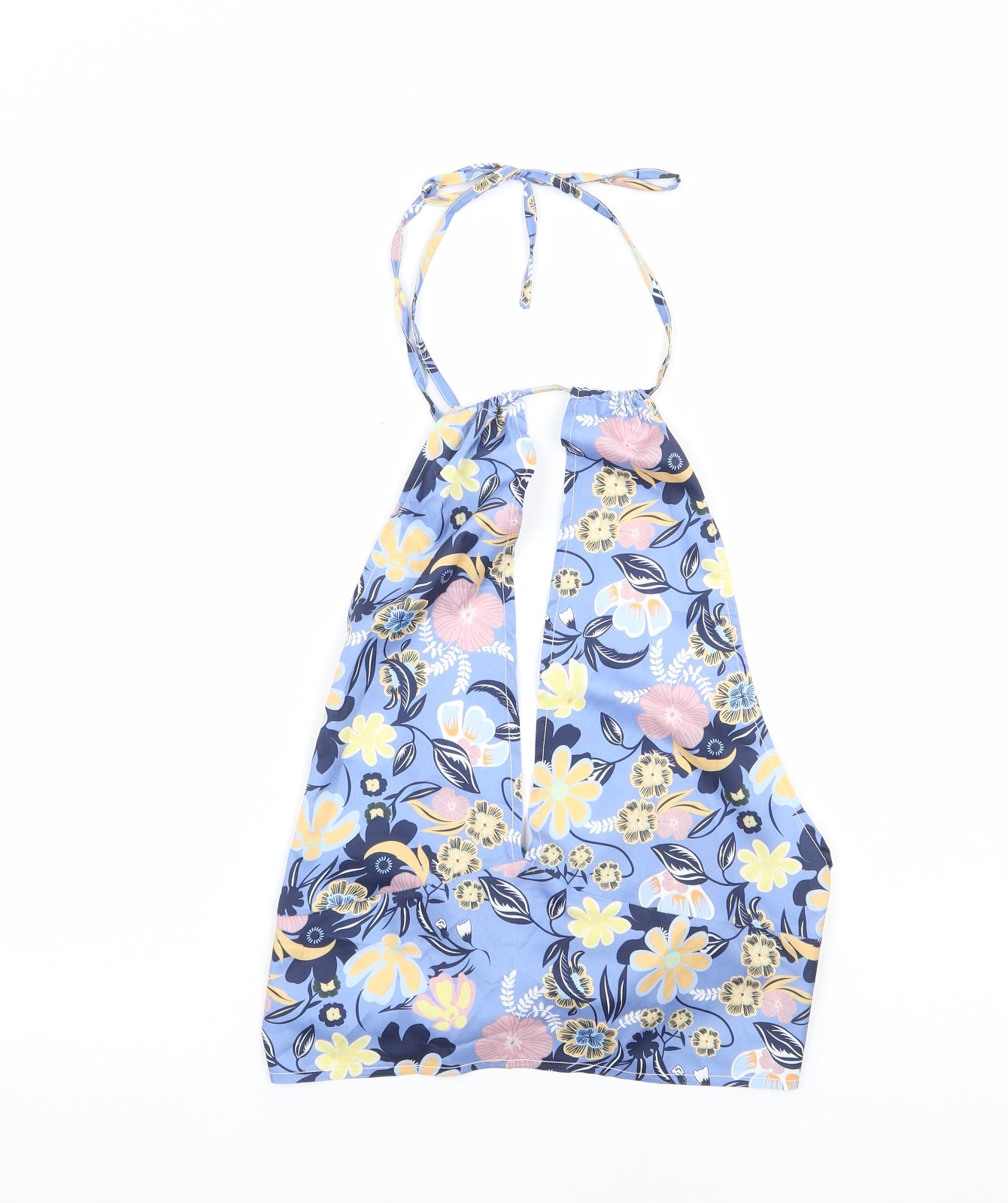 SheIn Womens Blue Floral Polyester Cropped Blouse Size XS Halter