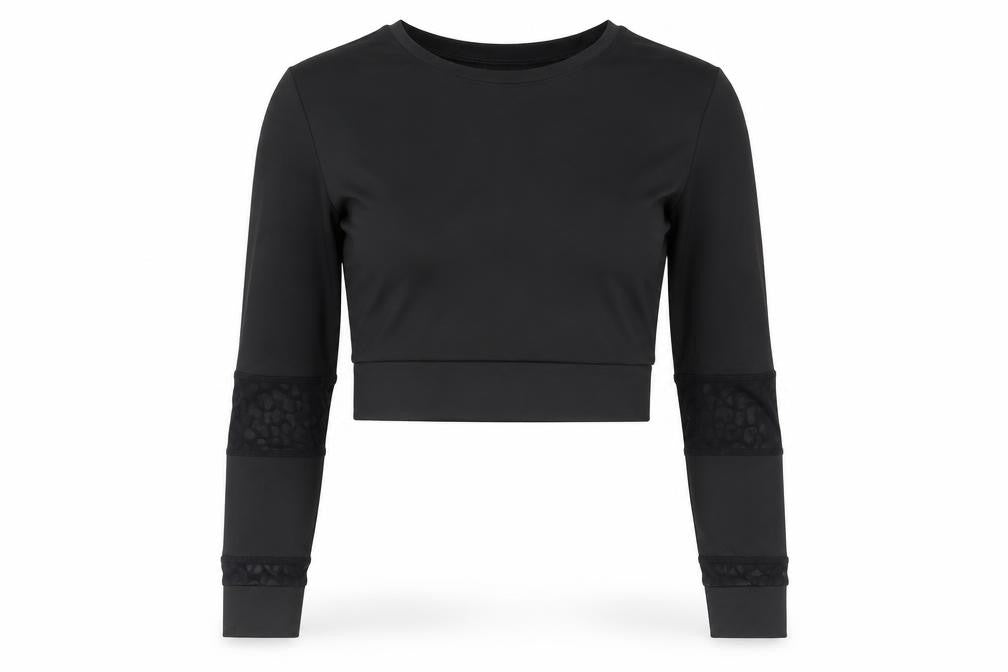 I SAW IT FIRST Womens Black Animal Print Polyester Cropped T-Shirt Size XS Round Neck Pullover - Leopard Print