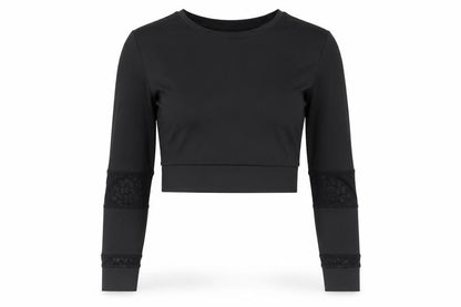 I SAW IT FIRST Womens Black Animal Print Polyester Cropped T-Shirt Size XS Round Neck Pullover - Leopard Print