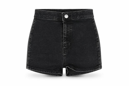 Topshop Womens Black Cotton Hot Pants Shorts Size 8 L3 in Regular Zip