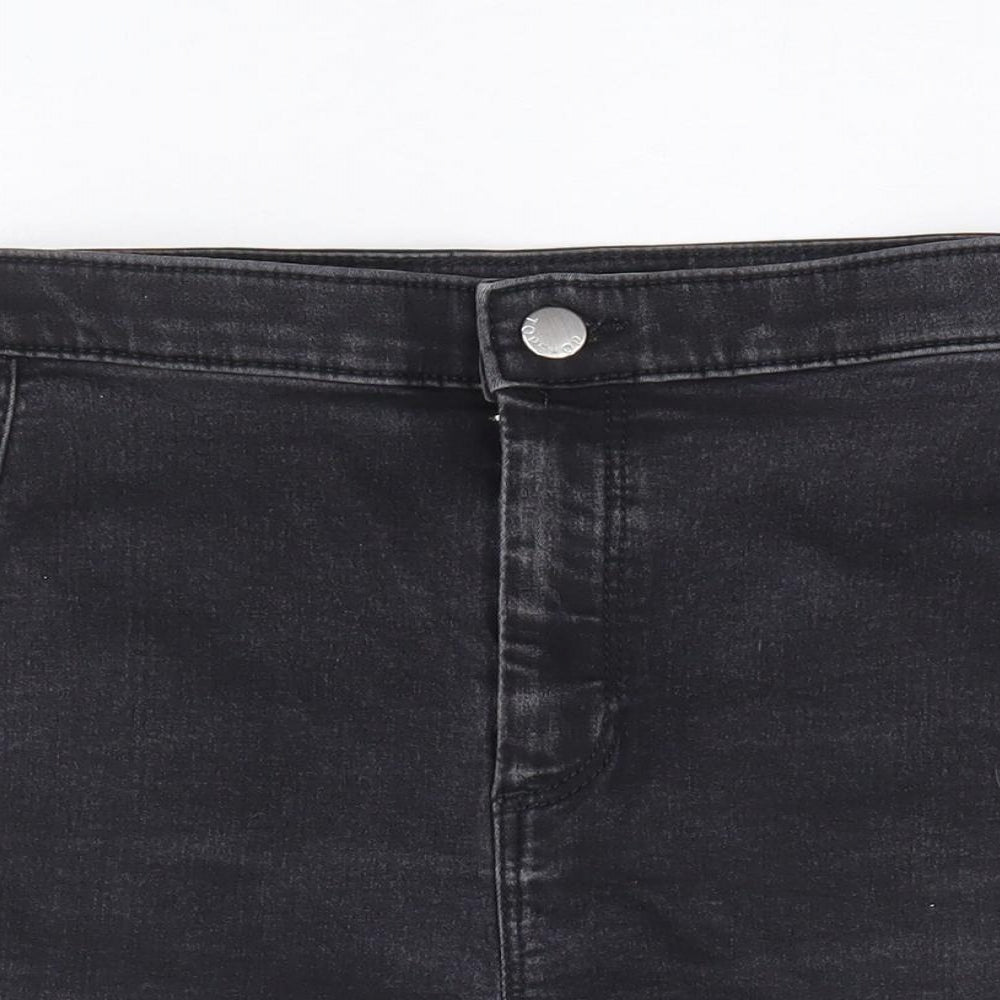 Topshop Womens Black Cotton Hot Pants Shorts Size 8 L3 in Regular Zip
