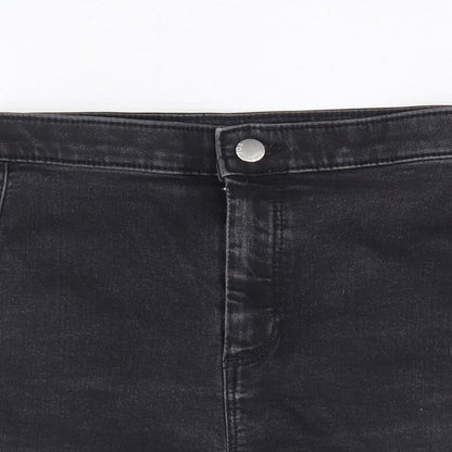 Topshop Womens Black Cotton Hot Pants Shorts Size 8 L3 in Regular Zip
