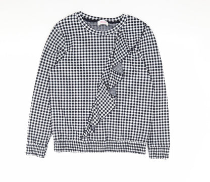 Savida Womens Black Check Polyester Pullover Sweatshirt Size M Pullover