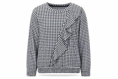 Savida Womens Black Check Polyester Pullover Sweatshirt Size M Pullover