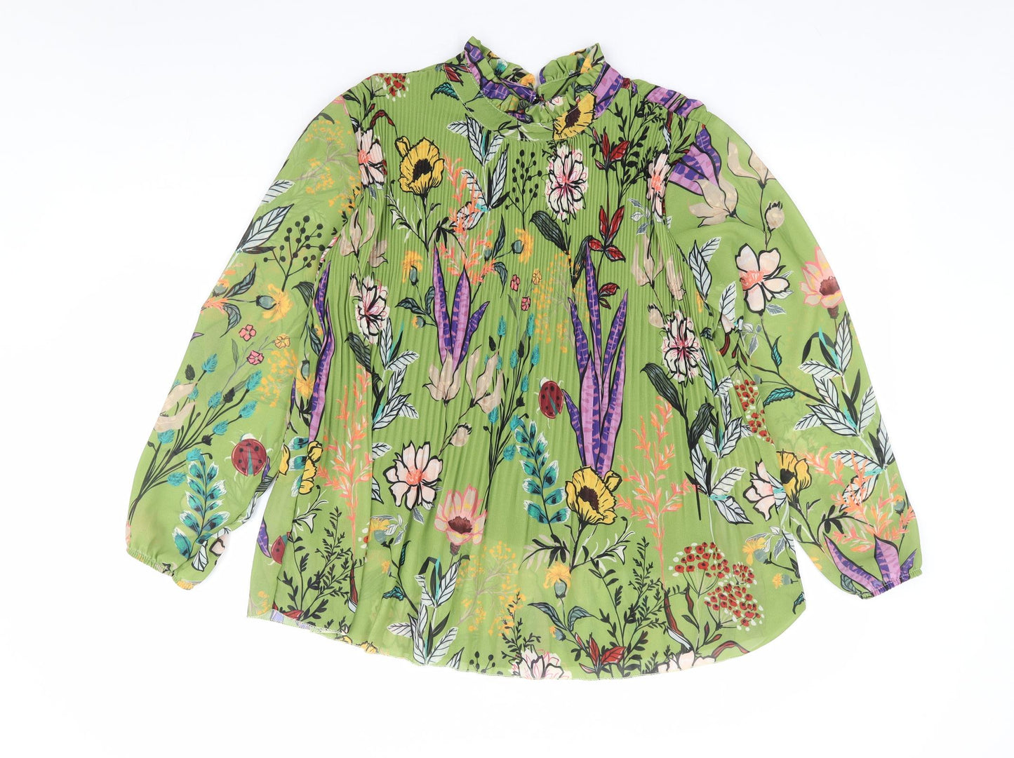 Womens UK Size S Preworn Green Jersey Blouse