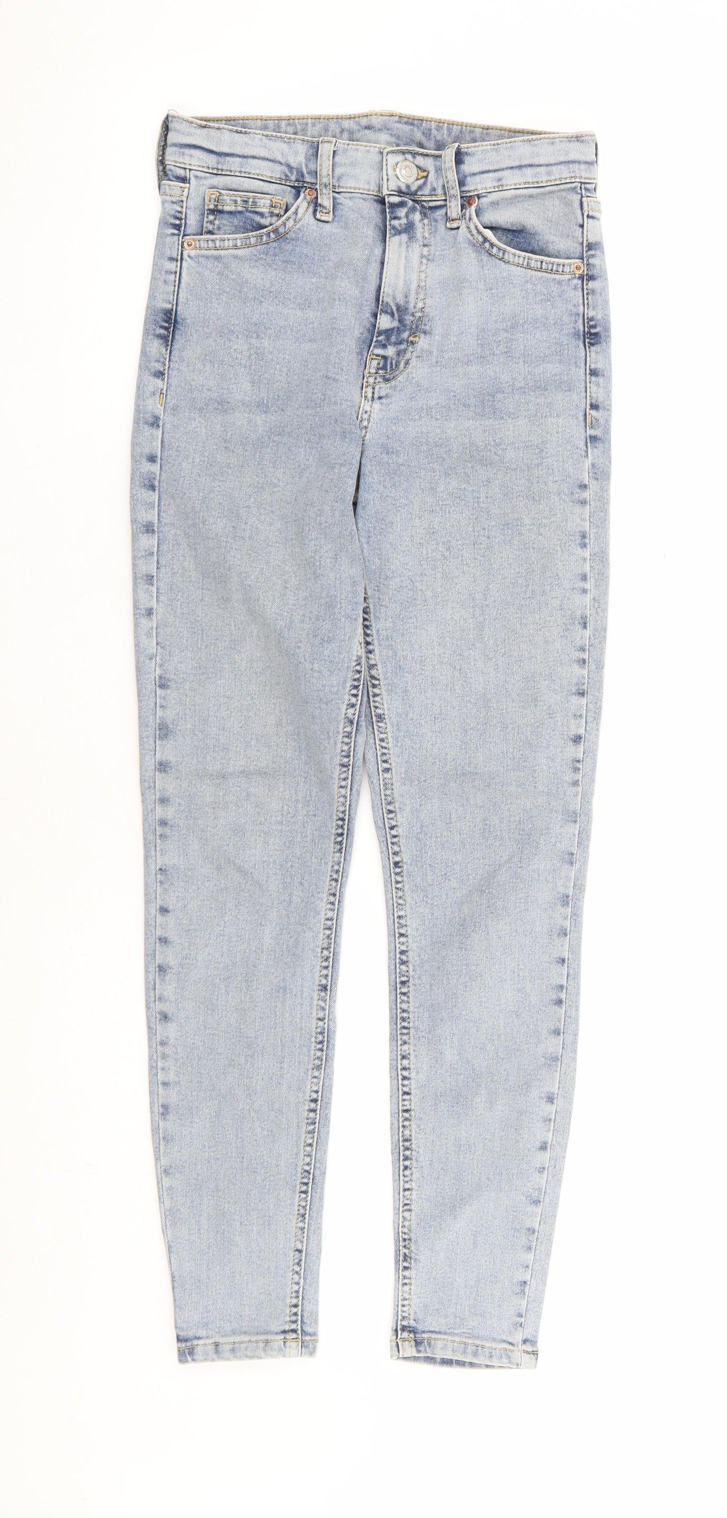 Topshop Womens Blue Cotton Skinny Jeans Size 25 in L26 in Regular Zip - Ankle Grazer