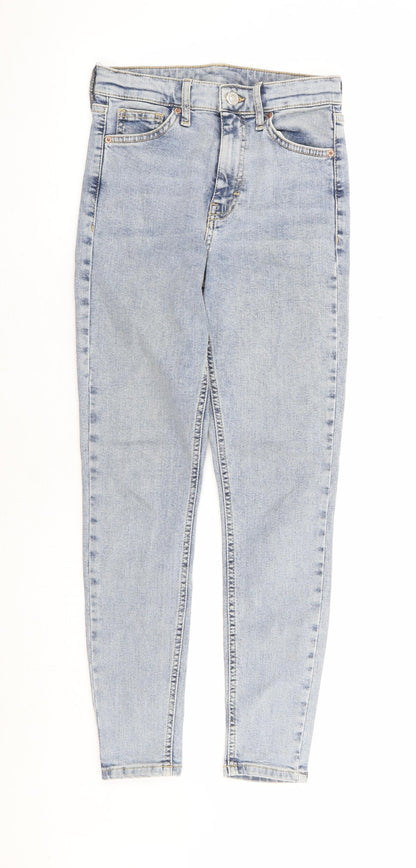 Topshop Womens Blue Cotton Skinny Jeans Size 25 in L26 in Regular Zip - Ankle Grazer