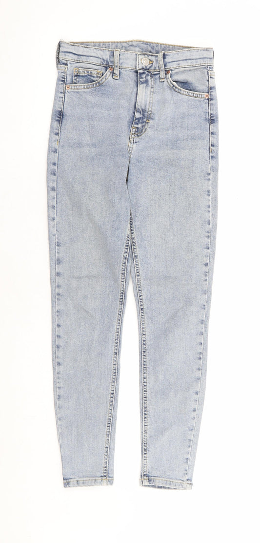 Topshop Womens Blue Cotton Skinny Jeans Size 25 in L26 in Regular Zip - Ankle Grazer