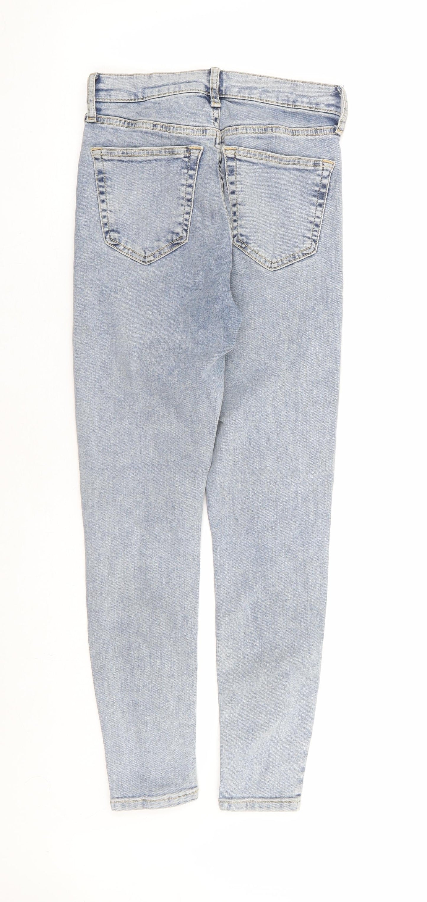 Topshop Womens Blue Cotton Skinny Jeans Size 25 in L26 in Regular Zip - Ankle Grazer