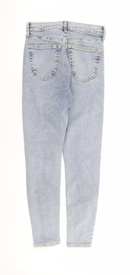 Topshop Womens Blue Cotton Skinny Jeans Size 25 in L26 in Regular Zip - Ankle Grazer