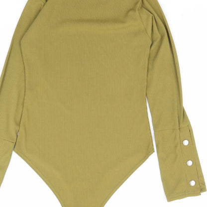 I SAW IT FIRST Womens Green Polyester Bodysuit One-Piece Size 6 Snap - Ribbed