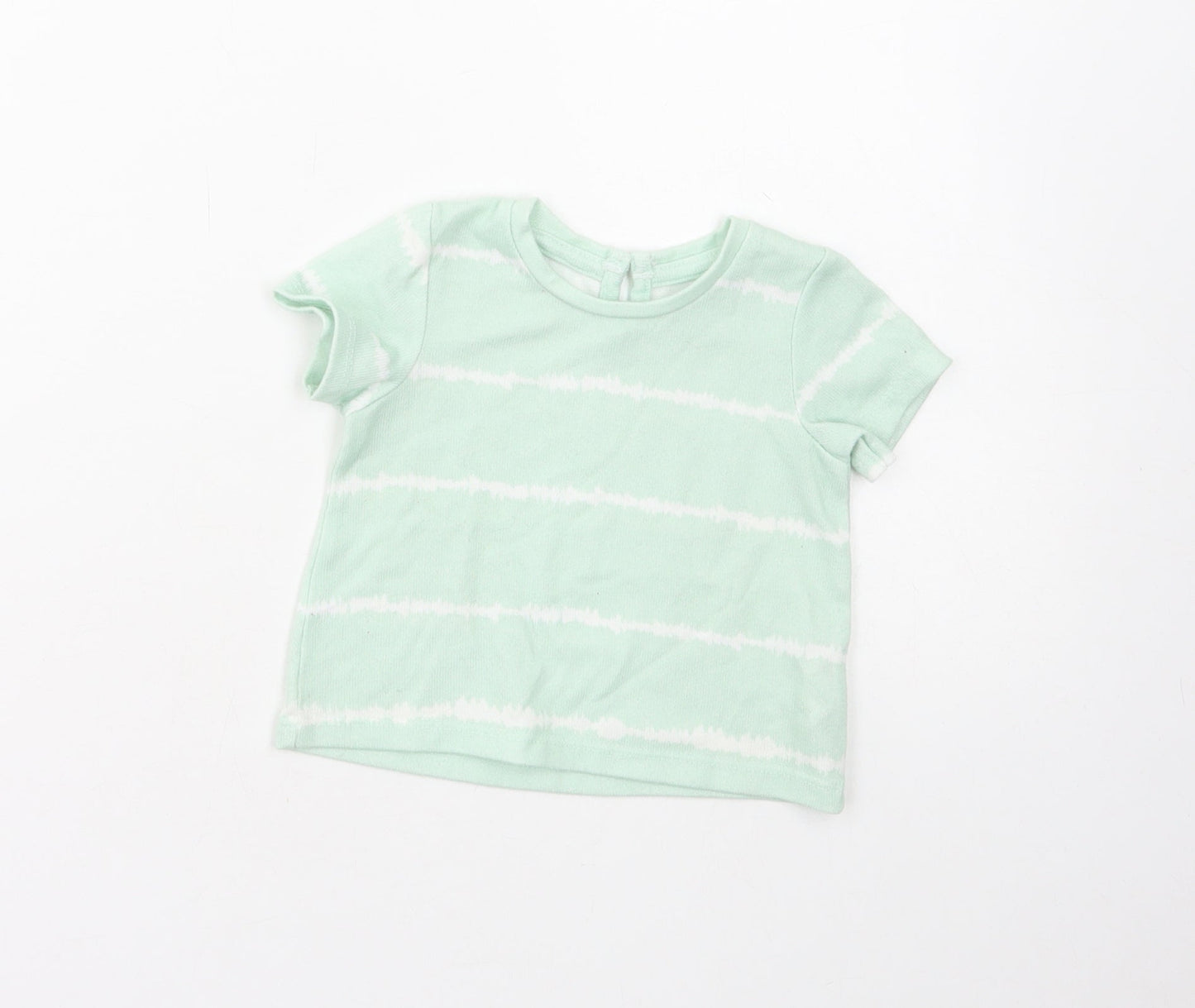 Matalan Baby Green Geometric Polyester Basic T-Shirt Size 3-6 Months Round Neck Snap - Tie Dye