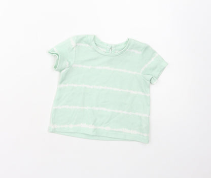 Matalan Baby Green Geometric Polyester Basic T-Shirt Size 3-6 Months Round Neck Snap - Tie Dye