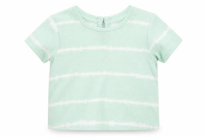 Matalan Baby Green Geometric Polyester Basic T-Shirt Size 3-6 Months Round Neck Snap - Tie Dye
