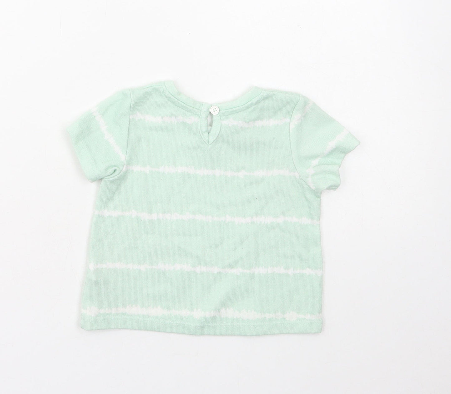 Matalan Baby Green Geometric Polyester Basic T-Shirt Size 3-6 Months Round Neck Snap - Tie Dye