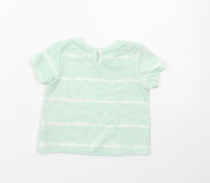 Matalan Baby Green Geometric Polyester Basic T-Shirt Size 3-6 Months Round Neck Snap - Tie Dye