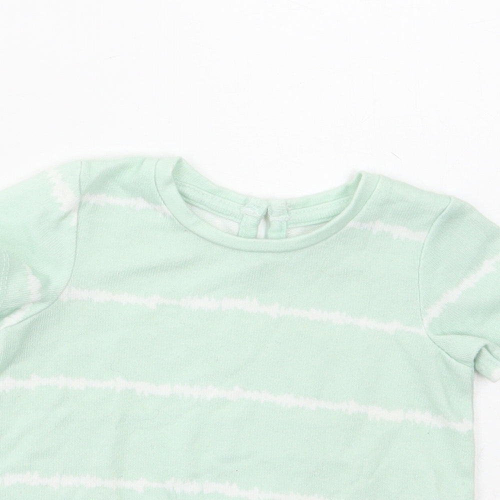 Matalan Baby Green Geometric Polyester Basic T-Shirt Size 3-6 Months Round Neck Snap - Tie Dye