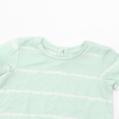 Matalan Baby Green Geometric Polyester Basic T-Shirt Size 3-6 Months Round Neck Snap - Tie Dye