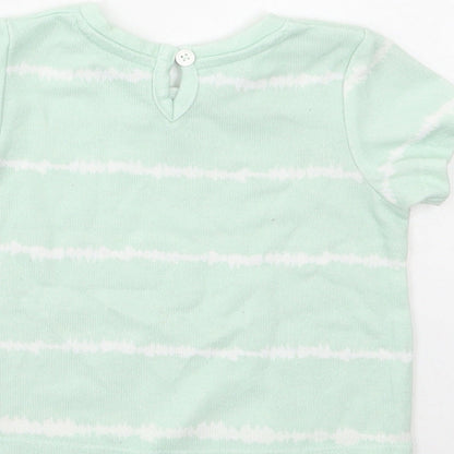 Matalan Baby Green Geometric Polyester Basic T-Shirt Size 3-6 Months Round Neck Snap - Tie Dye
