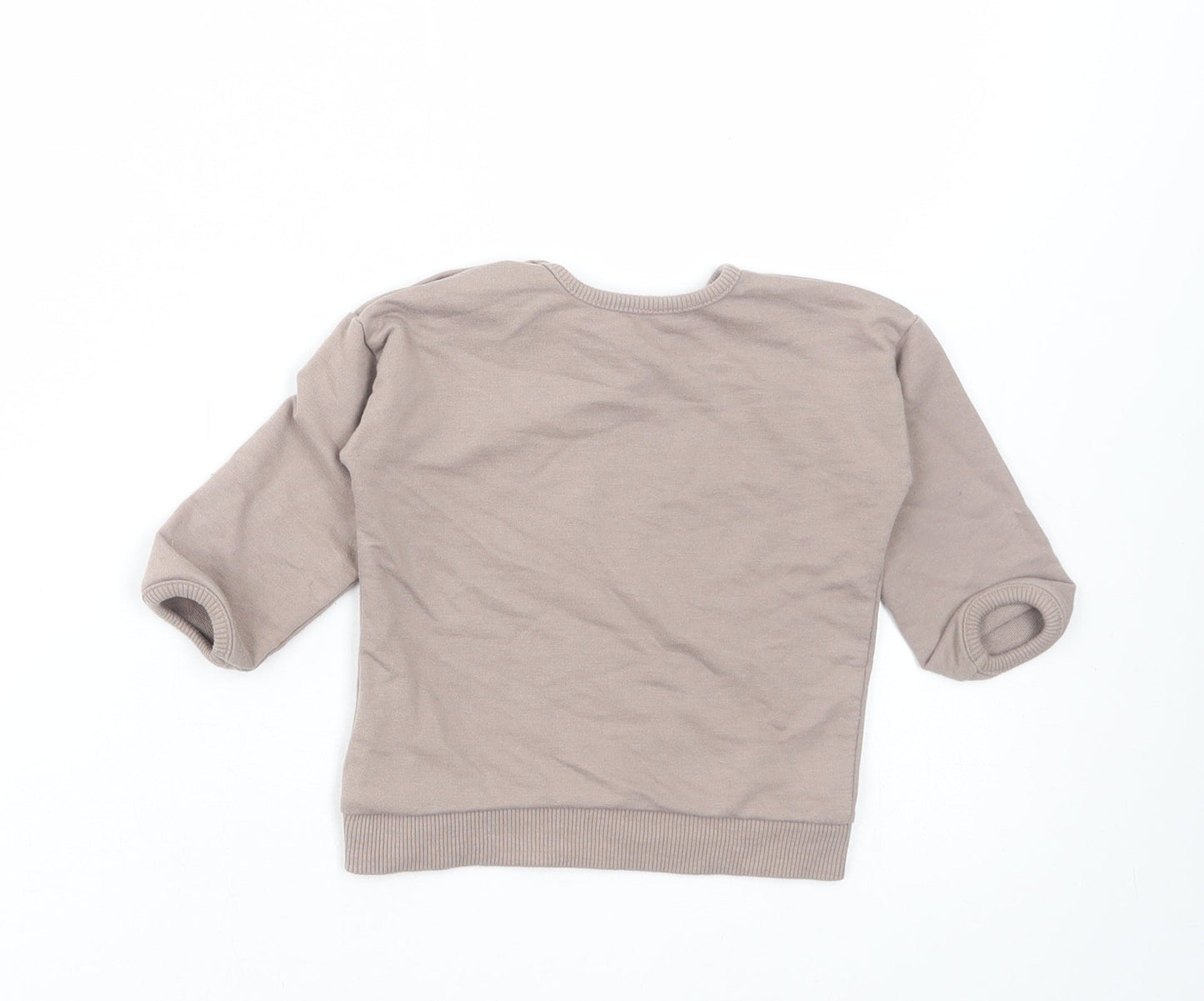 George Girls Brown Cotton Basic T-Shirt Size 6-9 Months Round Neck Pullover - Baby Sister