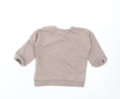 George Girls Brown Cotton Basic T-Shirt Size 6-9 Months Round Neck Pullover - Baby Sister