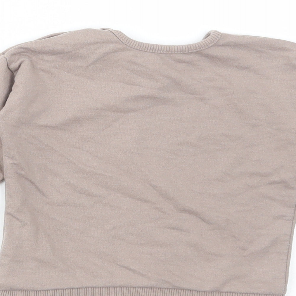George Girls Brown Cotton Basic T-Shirt Size 6-9 Months Round Neck Pullover - Baby Sister